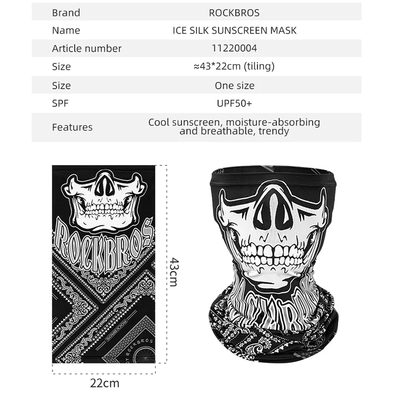 Summer Outdoor Scarf ROCKBROS Quick Dry Sunscreen Bicycle Cycling Skateboarding Face Shield Trending Moto Mask for Harley smile