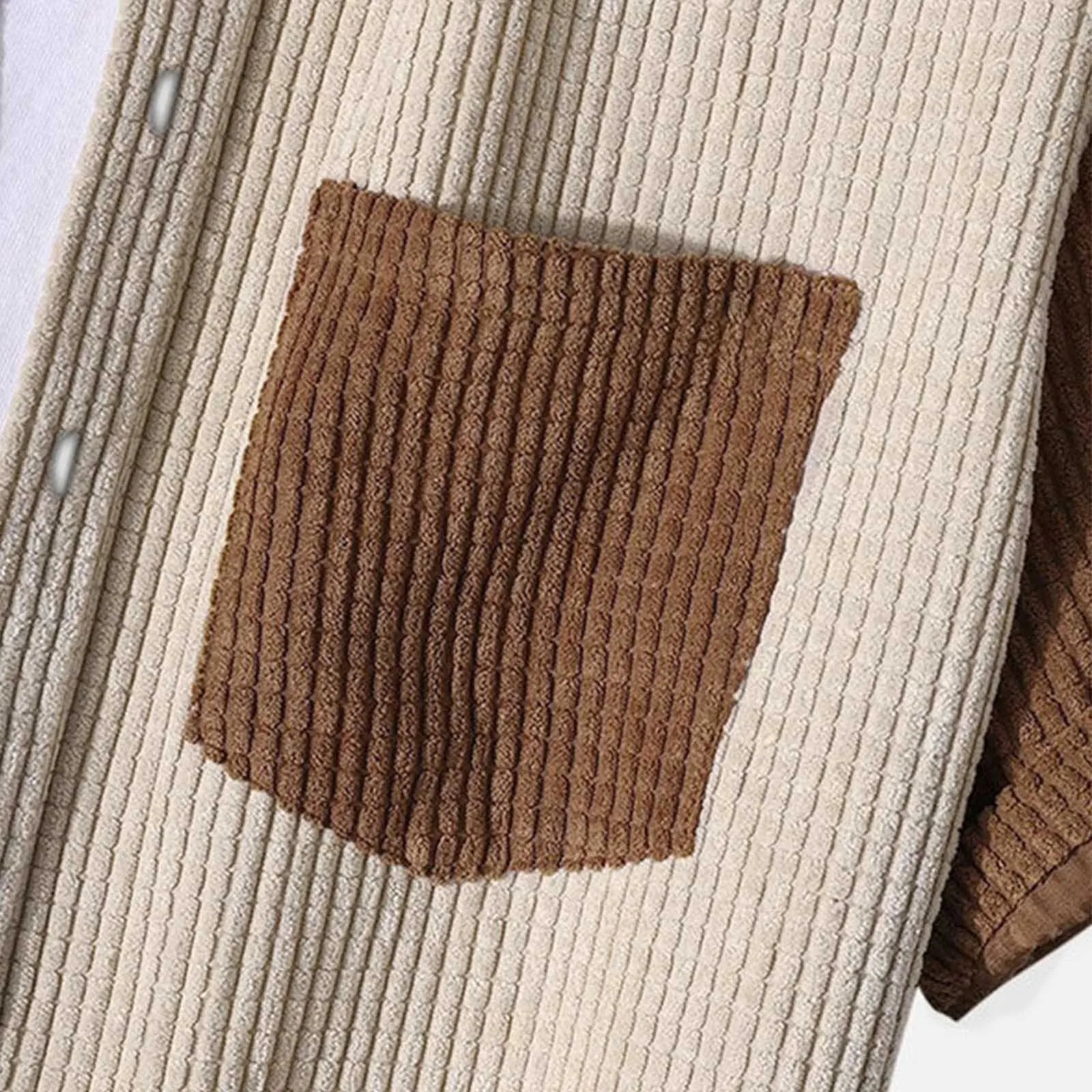 Male Corduroy Summer Sets Beach Short Sleeve Shirt Patchwork Drawstring Shorts Set With Pocket Men Suits Conjuntos De Hombre 240524