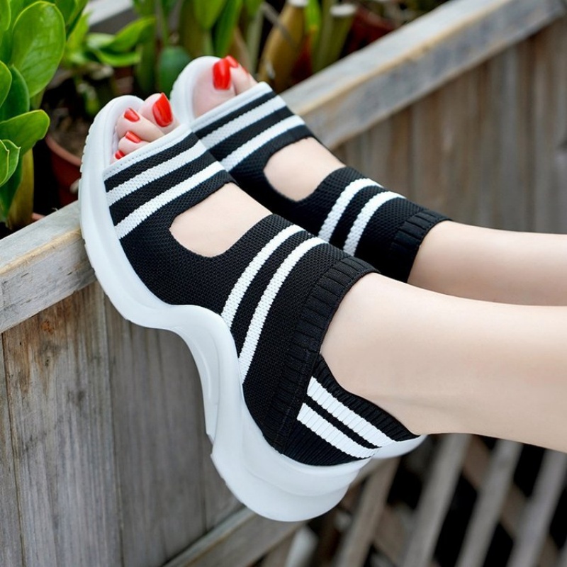 2024Women Roman Flat Sandals Mesh Fish Casual Low Heels Summer Platform Shoe Sports Wedge Beach Sabot Sneakers Comfortable Shoes