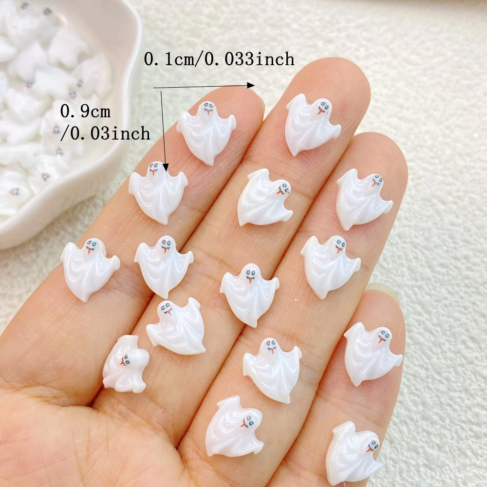 Cute Resin New 50Pcs Mini Halloween Ghosts Animals Series Flat Back Manicure Parts Embellishments For Hair Bows smile