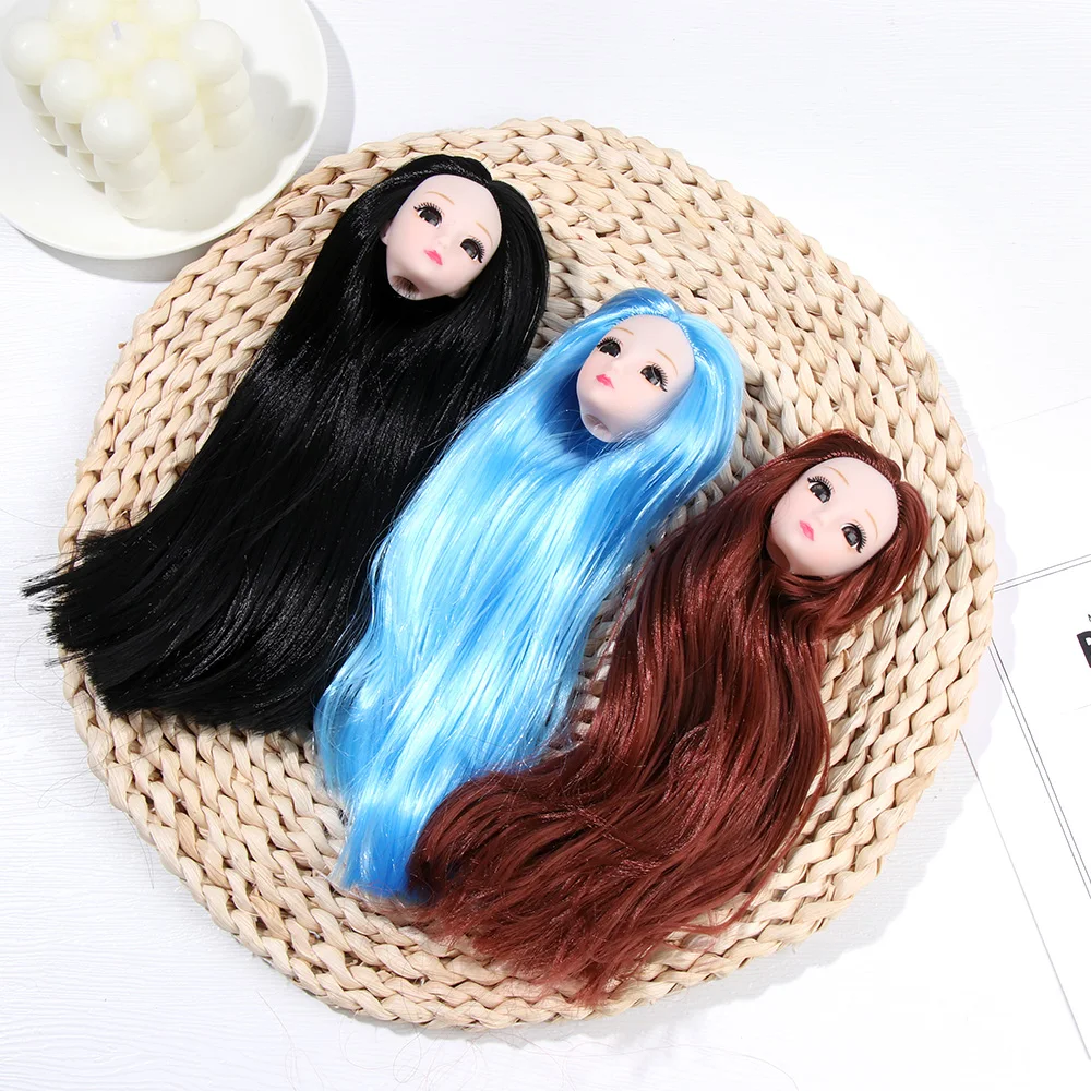 ddmysmile Doll Head BJD 1/6 30Cm Dolls Joint 3D Eyes Long Hairstyles DIY Head Wear Multiple Color Ancient Doll Accessories Girl Toys Gift Smile