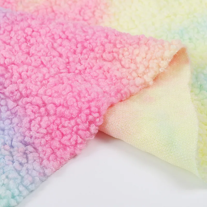 45x50cm Altai Thickened Granular Big Plush Fabric Autumn Winter Tie-Dye DIY Coat Toys Clothing Lining Teddy Cashmere Fabric smile