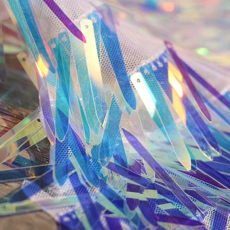 Color Gradient Strip Phantom Sequin Mesh Clothing Designer Fabric Wholesale Cloth by the Meter for Sewing Diy Material smile