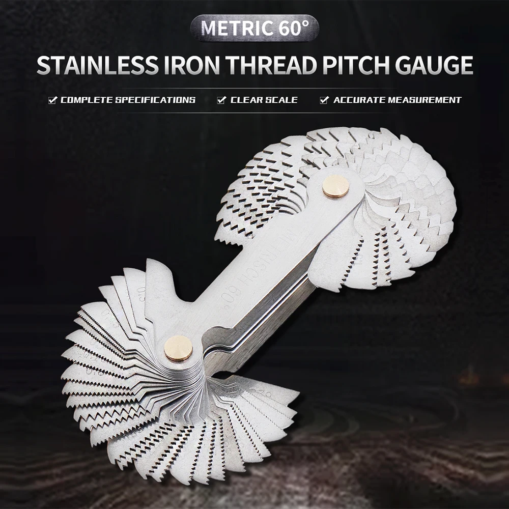 Thread 58PCS Gauge Plug 55/60 Degree Metric Inch Gear Tooth Screw Pitch Gauges Measurement Steel Thread Gage Measuring Tools smile