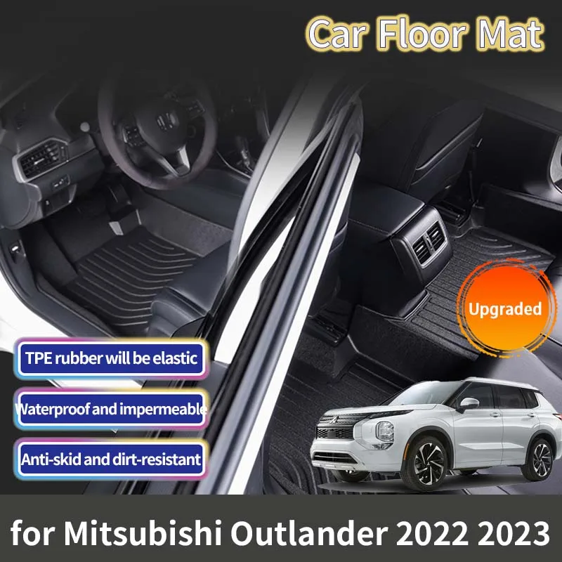 TPE For Mitsubishi Outlander PHEV 2023 2022 Accessories Car Floor Mat Foot Panel Liner Carpet Pad Waterproof Mats Sticker Parts