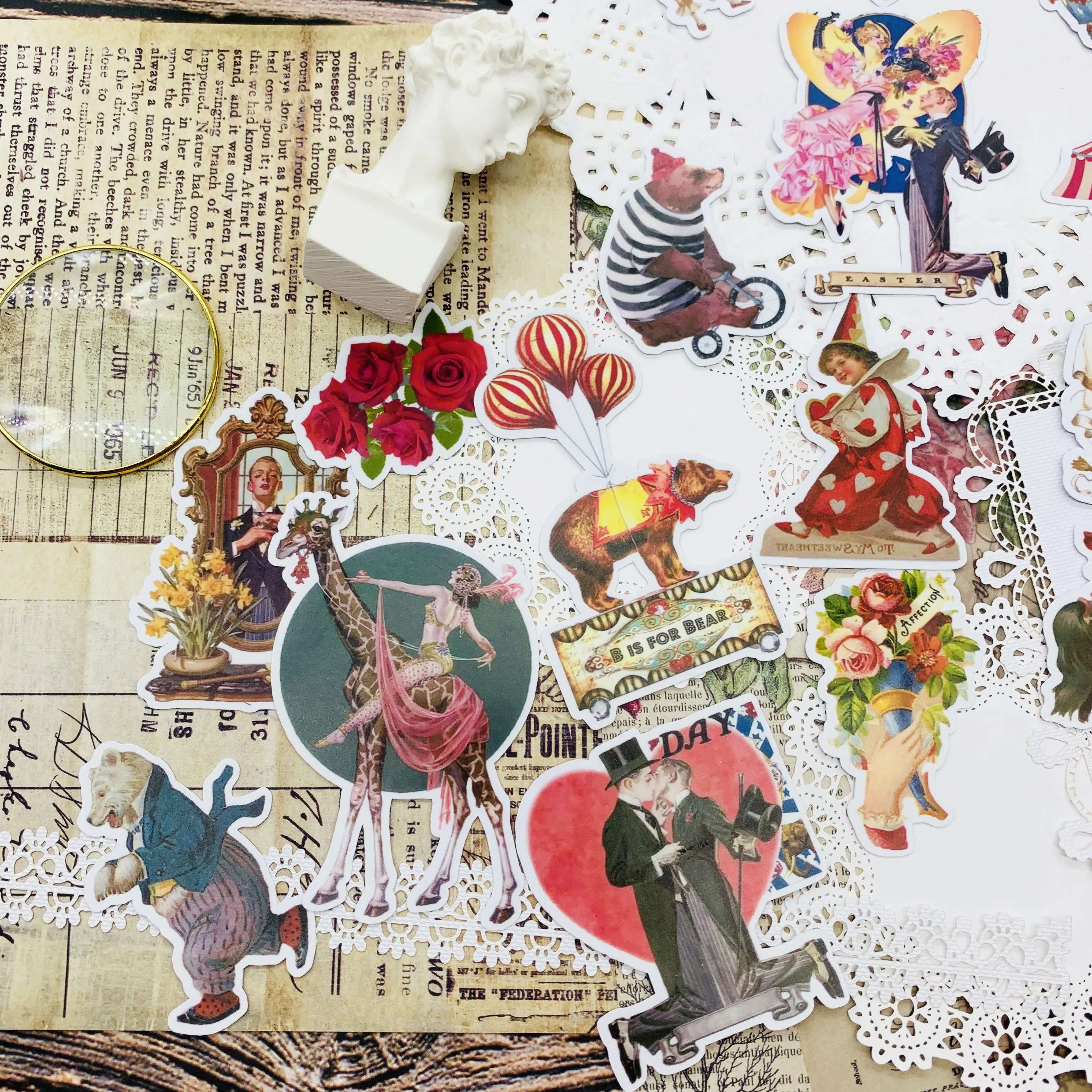 Theme Vintage Clown Circus Series Stickers DIY Scrapbooking Junk Journal Mobile Computer Happy Planner Decoration smile
