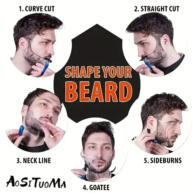 Clear Comb Beard Styling Beard ddmysmile Ruler Men's Care Comb Sideburns Beard Trim Contour Tool Smile