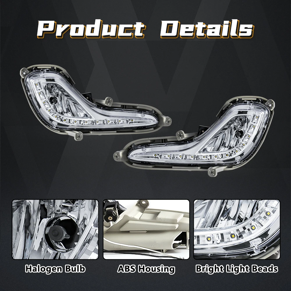 For Hyundai Accent 2012 2013 2014 2015 2016 2017 DRL LED Daytime Running Light Fog Lamp Car Auto Headlight Waterproof Daylights