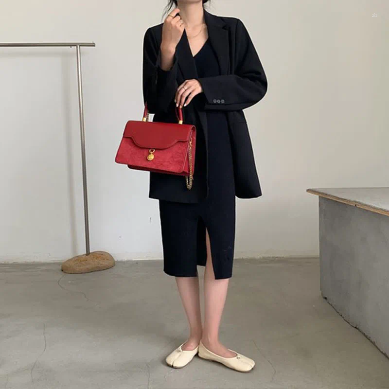 Evening Bags Fashion Red Suede PU Leather Handbag Woman Casual Totes Bag Lady Shoulder Designer Crossbody Purse Brand f423 4