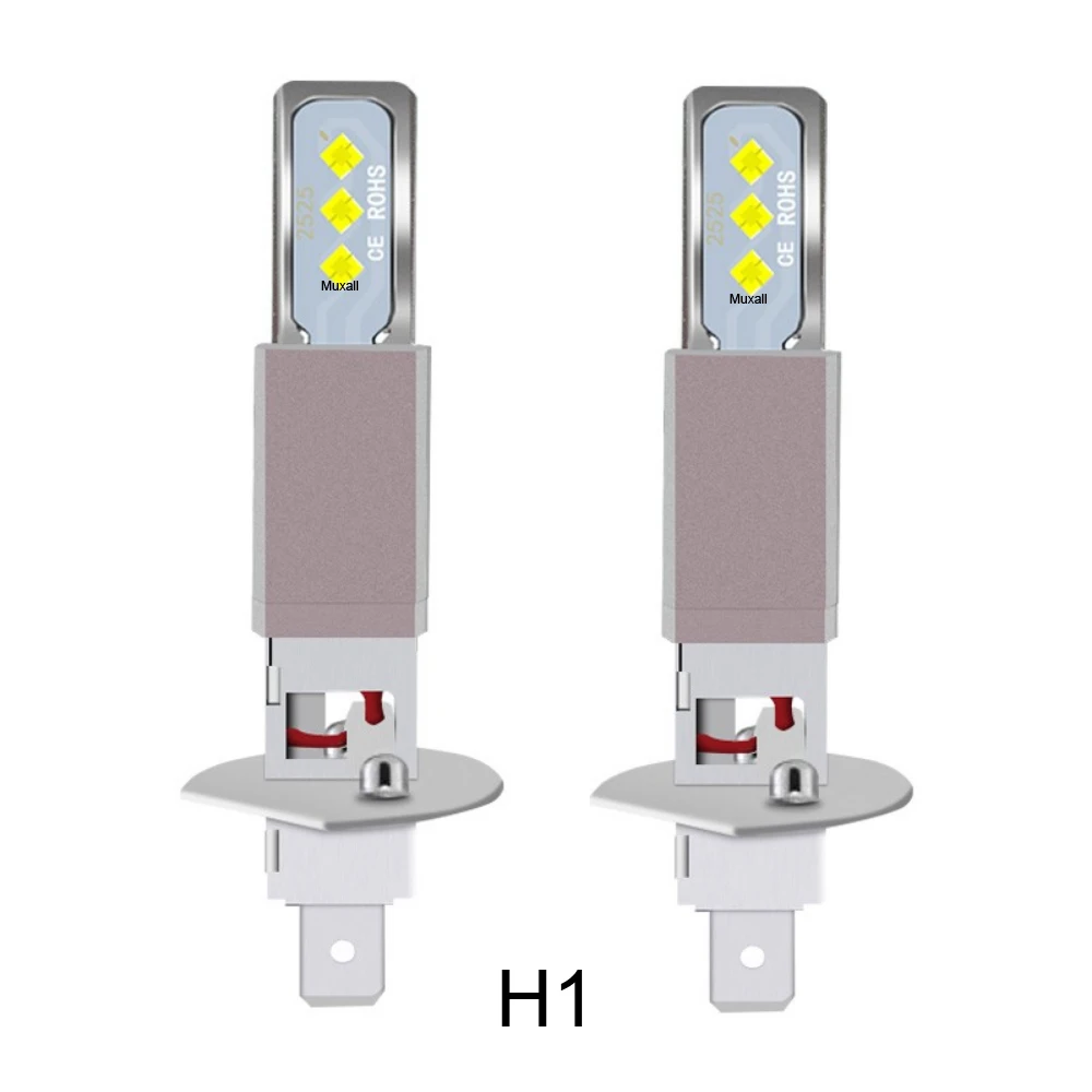 Mini Headlight 2Pcs LED H1 LED Bulb 80W For Car Head Lamp No Fan 2525 CSP LED White Super Bright Auto Fog Light Bulb smile