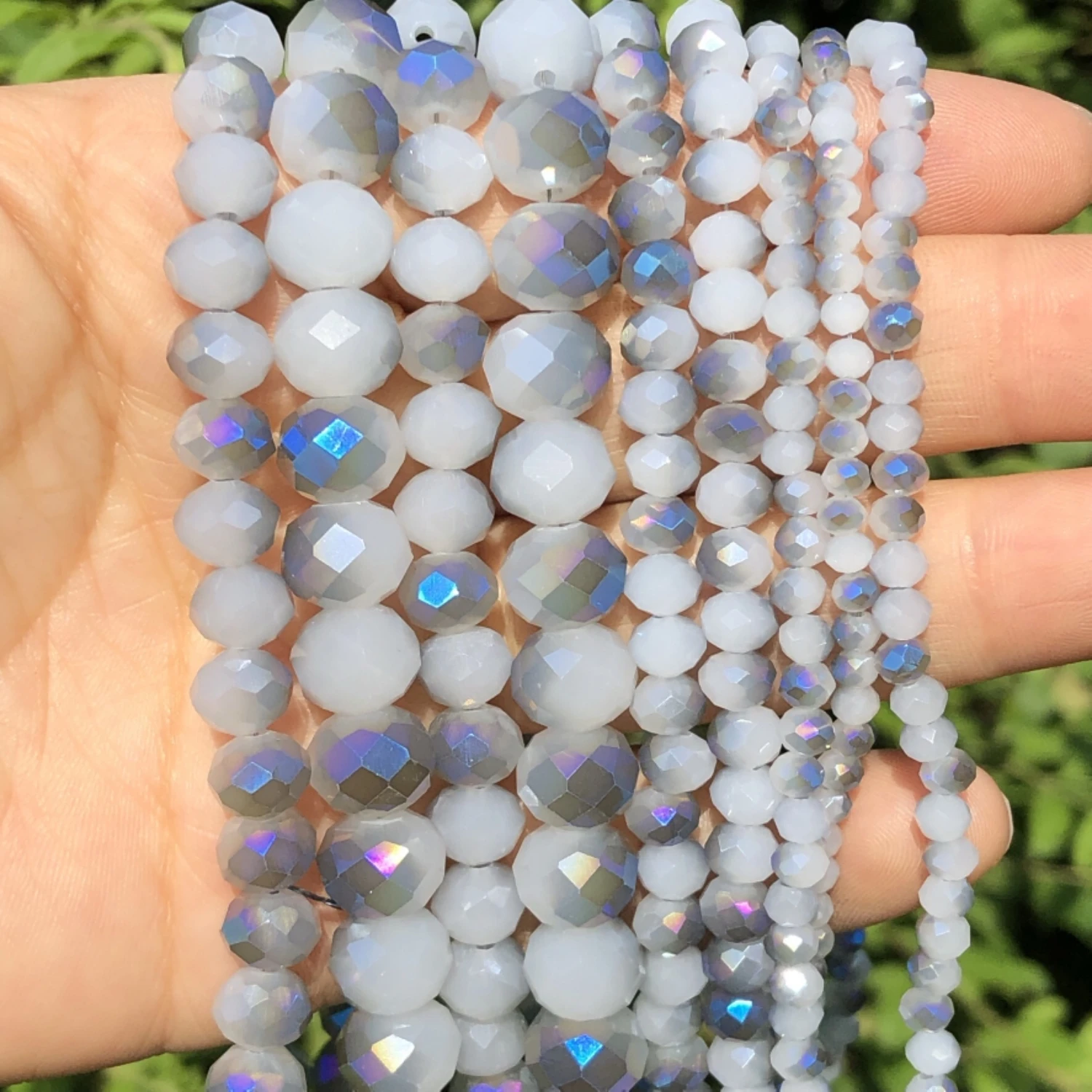 Wholesale White Jades AB Blue Rondelle Austria Crystal Glass Flat Round Loose Beads For Jewelry Making DIY Accessories Earrings