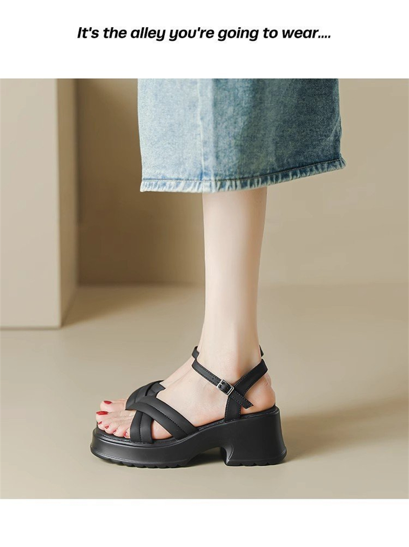 EVA Casual shoes High Heel for 2024 New Thick Sole Oblique Summer Beach Platform Shoes Designer Womens Sandals fashion slippers Comfortable and Soft 1