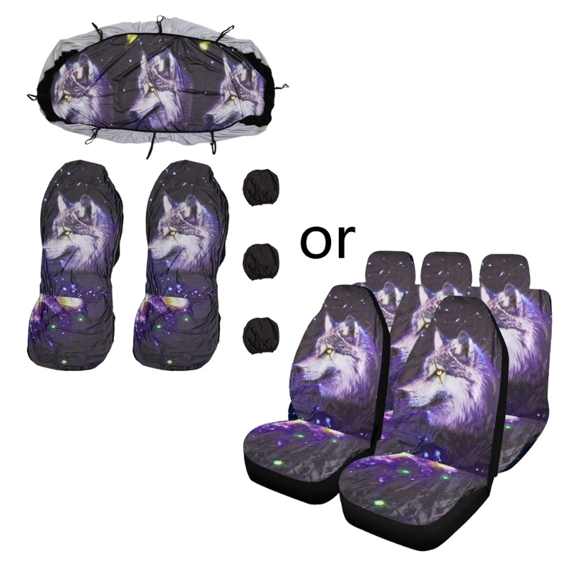 Car for SEAT Cover Universal Animal Wolf Printing Protectors Gifts For Men Boys