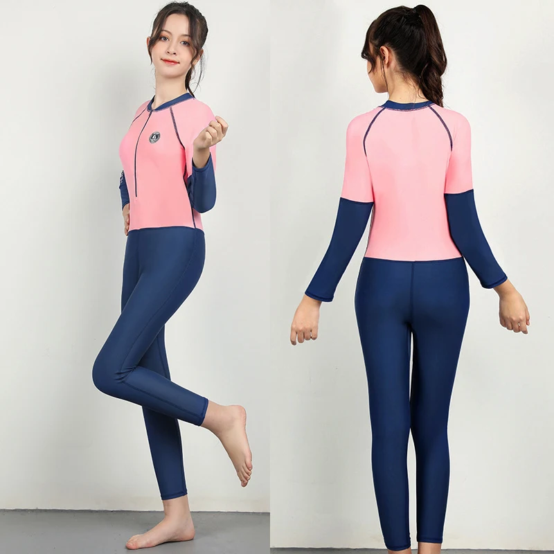 One Quick Dry Piece Swimsuit Long Sleeve Swimwear Boys Girls UPF 50+ Rash Guards Children Beach Surf Water Sport Swim Suit 2022 + smile + +