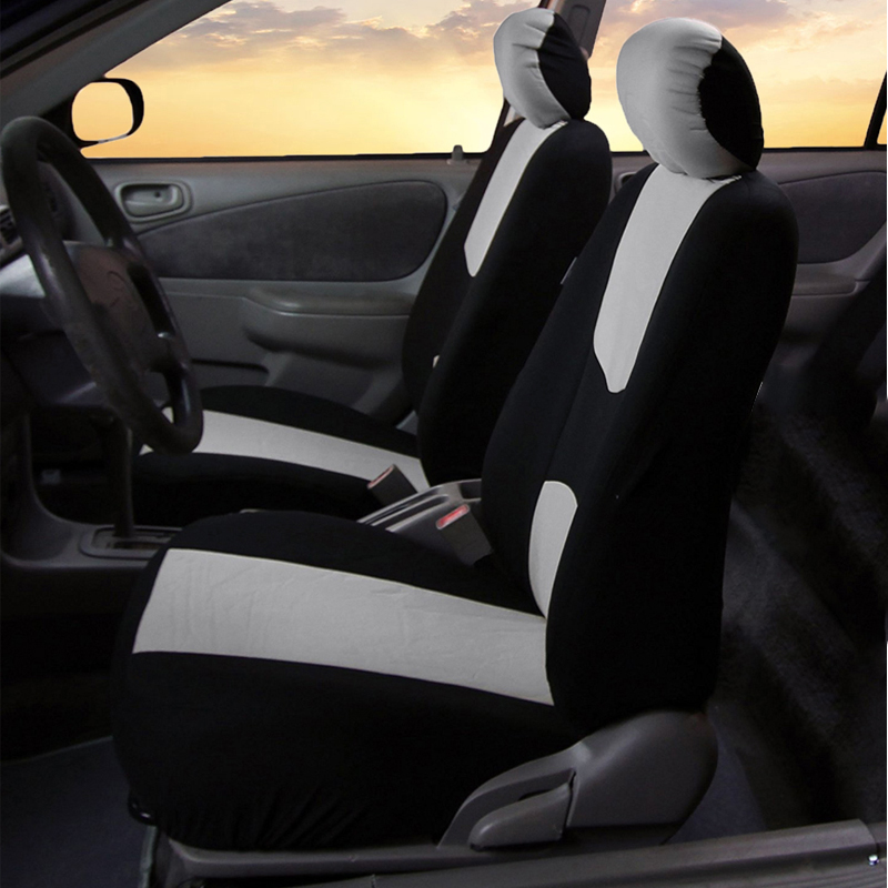 Car Seat Covers Front Pair in Black and Grey Universal Carseat Protectors for Driver and Passenger Automotive Accessories