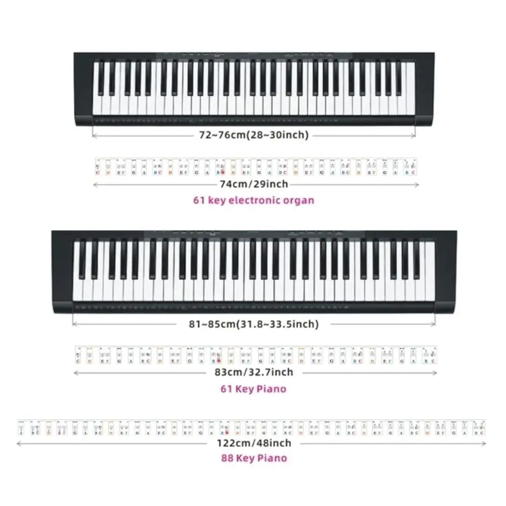 61 Keys 88 Keys Removable Piano for KEY Labels Piano Keyboard Stickers Piano Take Notes Marker Overlay Parts for Piano Fingering