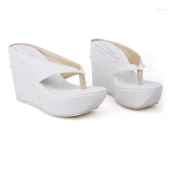 Slippers Med Shoes Woman 2024 On A Wedge Soft Rubber Flip ps Platform Comfort Hawaiian Fabric Scandals Slides PU Casual
