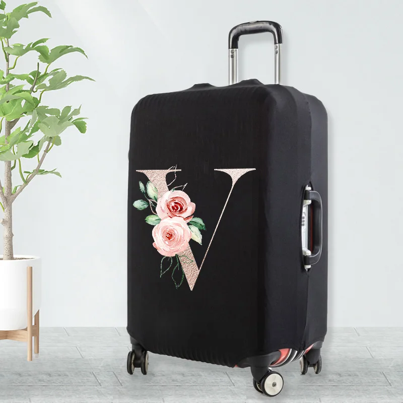 Letter Rose Golden Flower Lage Cover Thickened Stretch Lage Cover Protector for 18"-32" Suitcase Cover Travel Accessories smile 18"-32&