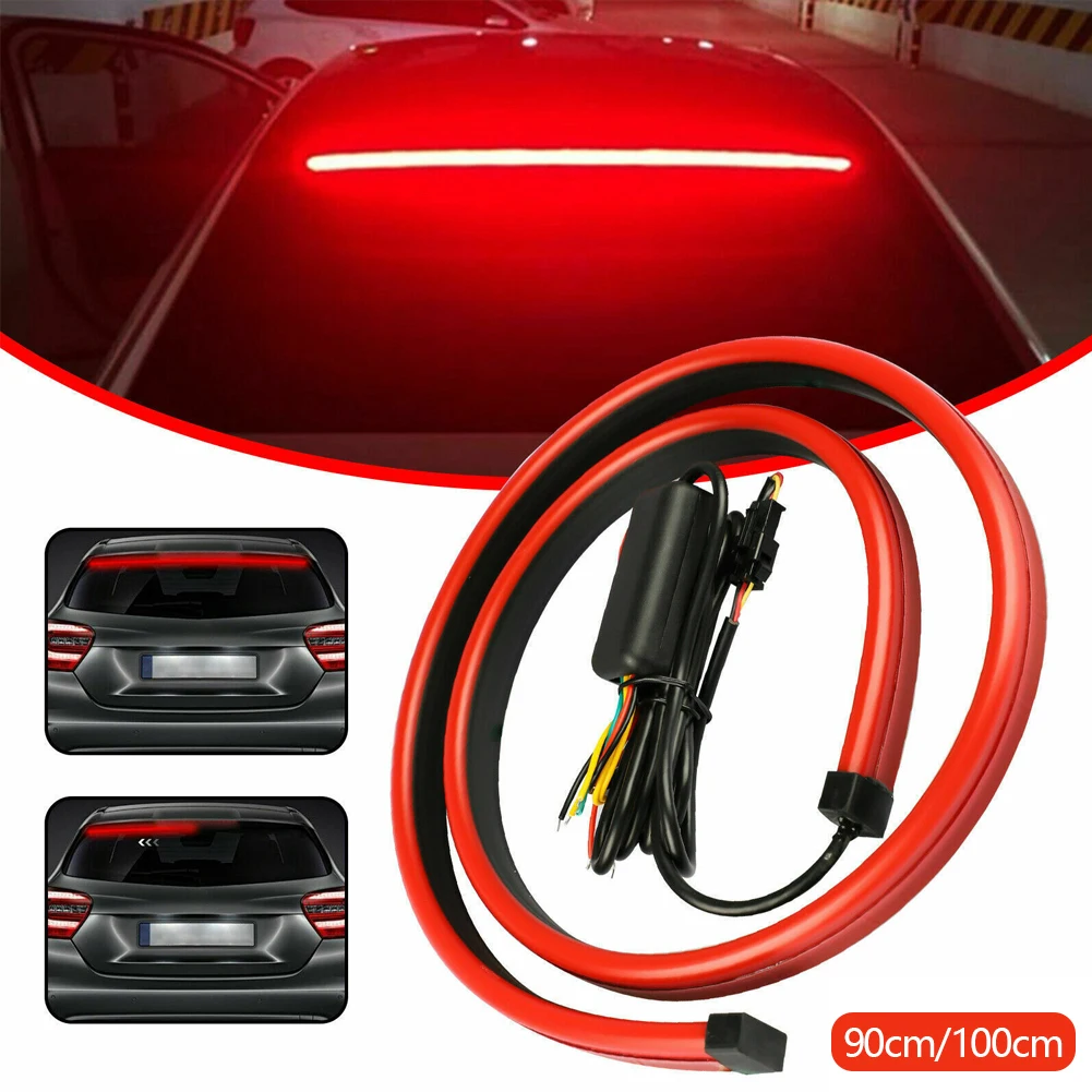100/90cm Car Styling CarRear Additional Stop LED Lights With Turn Signal Running Light Unverisal Auto Brake Flexible Strips