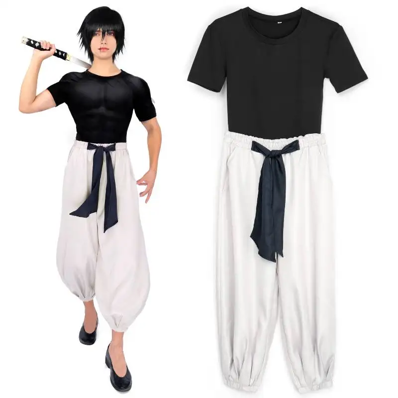 Cosplay DAZCOS Toji ddmysmile Fushiguro Costume Stretchy Top Pants Outfit Adult Unisex Short Sleeve Top Pants Suit Halloween Uniform Smile