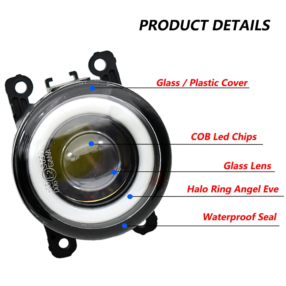 2 X Car Left + Right LED Fog Light Assembly Angel Eye Daytime Running Light DRL For Fiat Punto Evo 2009-2012