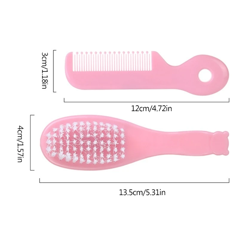 Soft Hair Brush & Comb Set Finest Bristles Baby Hair Brush Infant Body Massage Brush Bathtub Soothing Brush Travel Gear