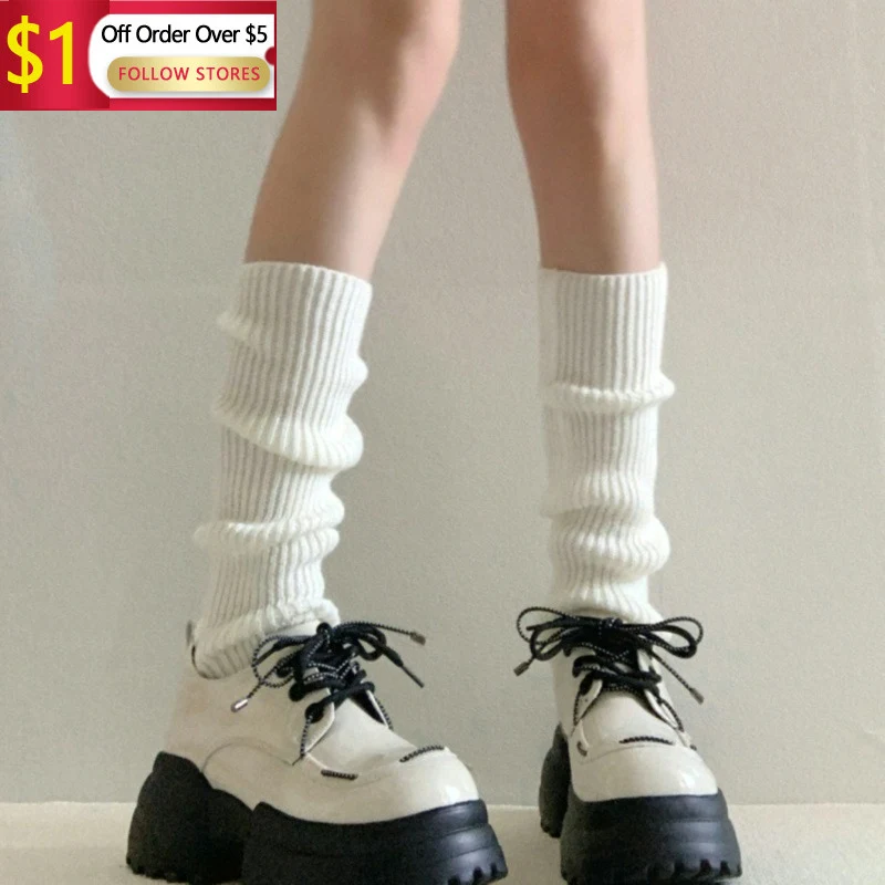 Leg New Jk Lolita Warmer Women Autumn Winter Knitted Foot Cover Long Socks Korean Y2k ddmysmile Punk Gothic Crochet Socks Boot Cuffs 2023 Smile