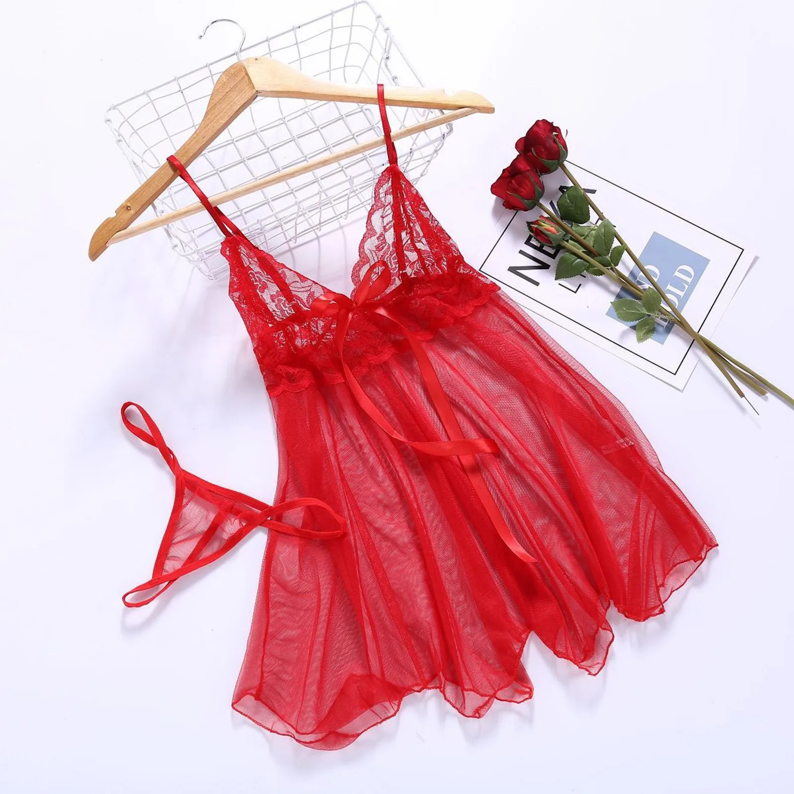 Low Cut Solid Color Lace Pamas Sexy See Through Front 2025 Split Female Sleepwear Breathable Soft Nightgown Pijama new Sexy Mujer