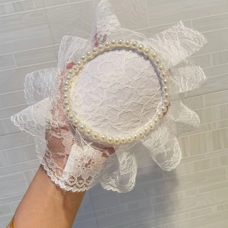 Pearls Headband Fascinator ddmysmile Vintage For Tea Party Wedding Costume Lace Pillbox Wedding Headwear Mrs. Maisel Drop Shipping Smile Mrs.