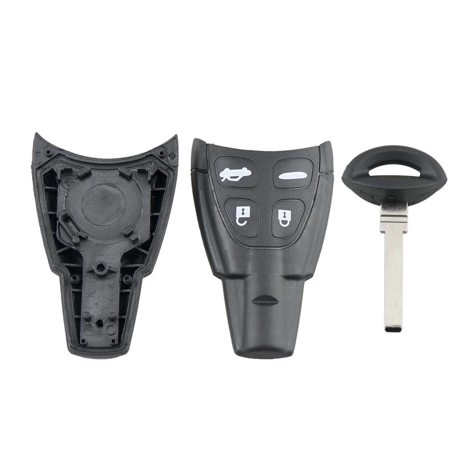 Car Saab QWMEND for Key Shell 4 Buttons Remote Original Key Case for Saab 9-3 93 95 9-3 9-5 2004-2010 LTQSAAM433TX With Blade smile