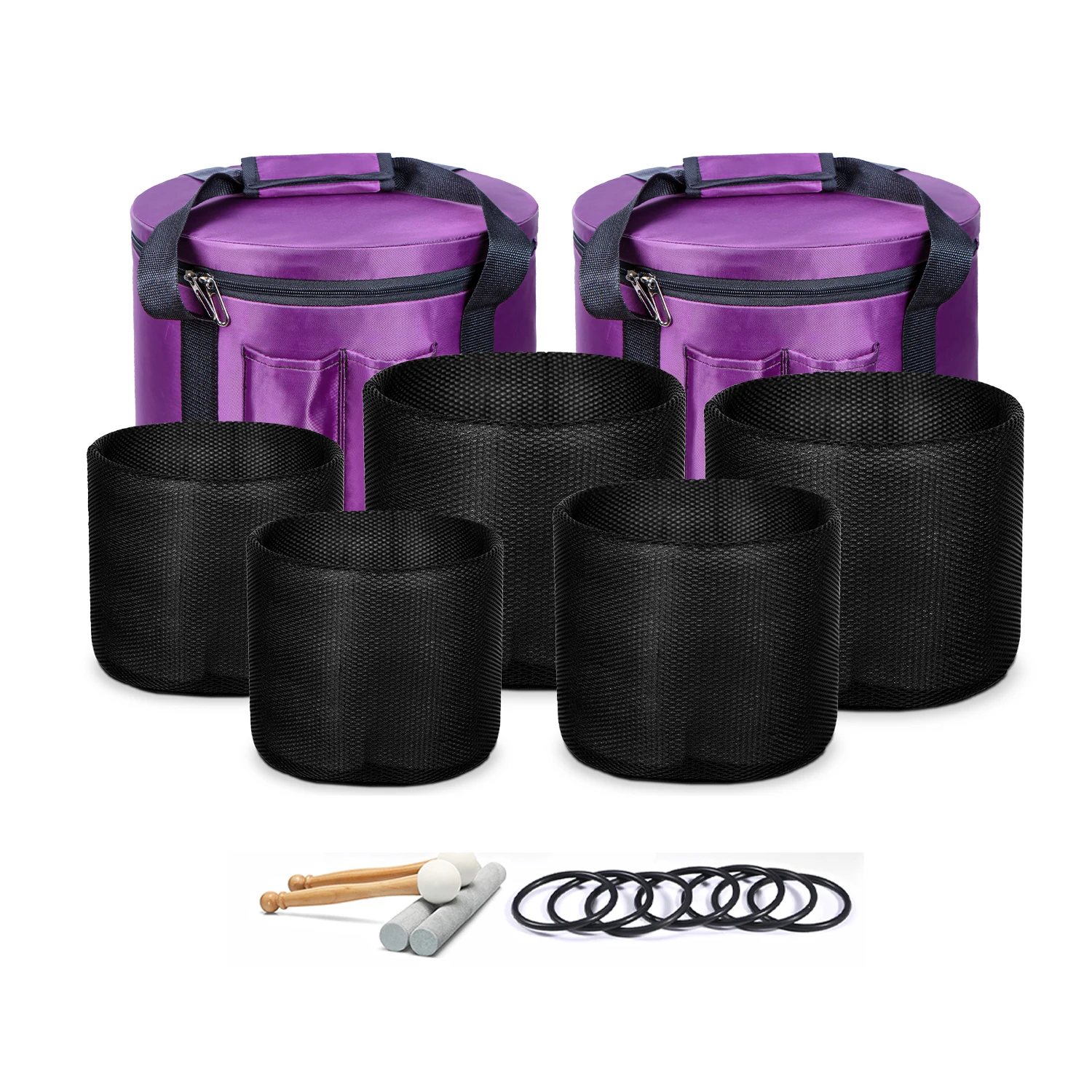 Hye-eun 7-12 Inch Colored Chakra Frosted Quartz Crystal Singing Bowl Set 7 pcs With/without Carring Case Suede Sticks Mallet