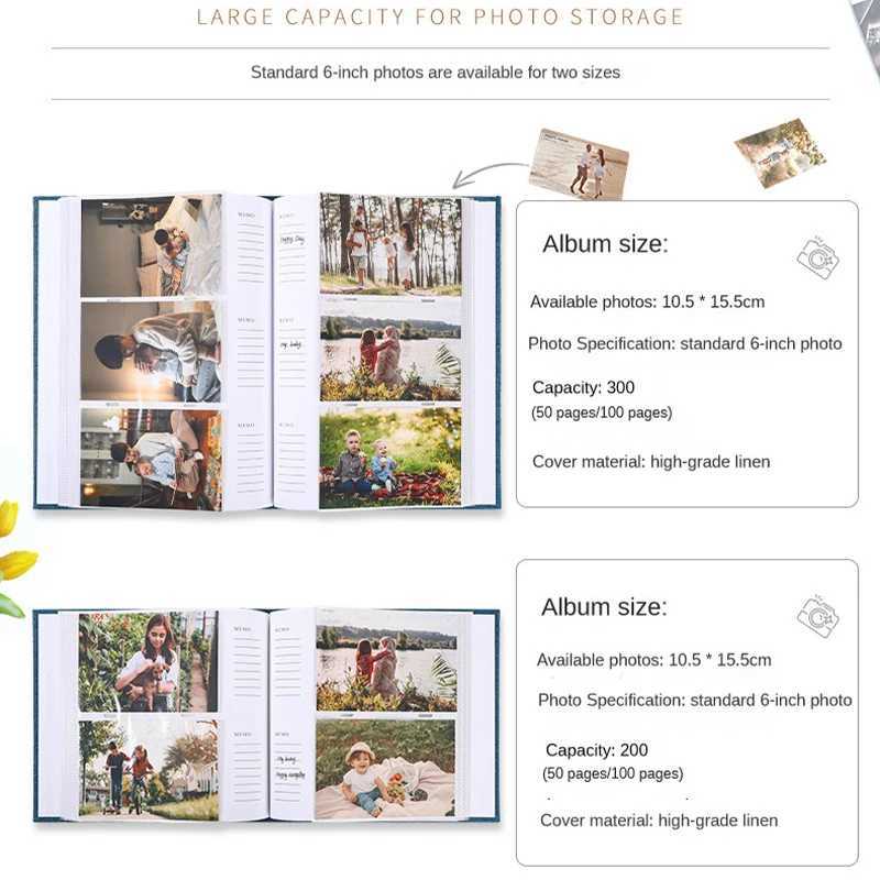 Albums Books Other Home Garden Linen Cover Album 6-inch Interleaf Type Photo Storage Album 200/300 Lace Growth Photo Writing Collection WX5.26