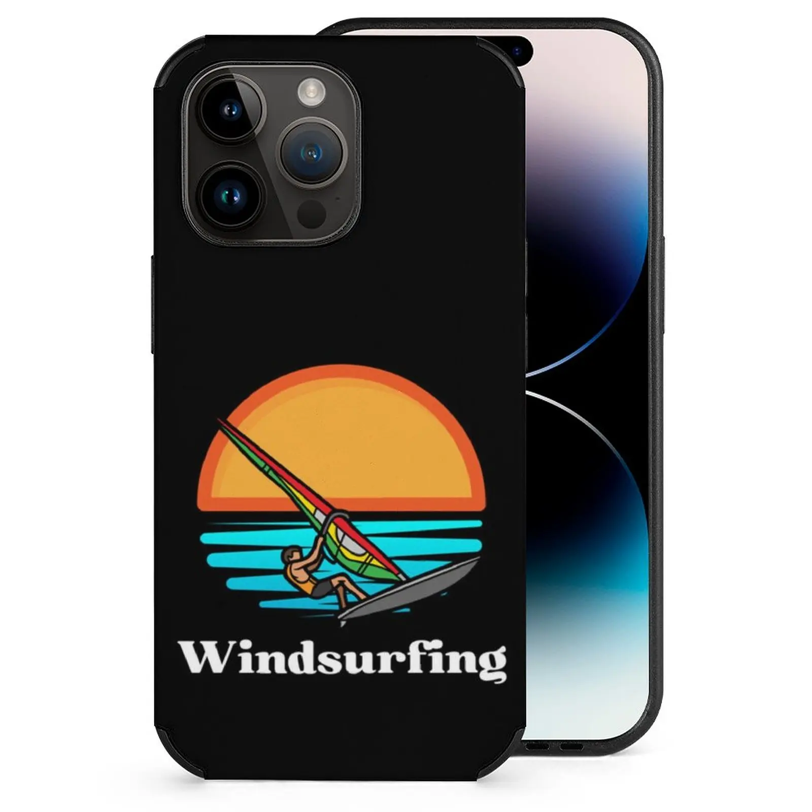Fiber Windsurfing In Sunset Skin Case For Iphone 11 12 13 14 Pro Max Mini Xr 7 8 Plus Cases Cover Kitesurfing Water Sport Kite smile