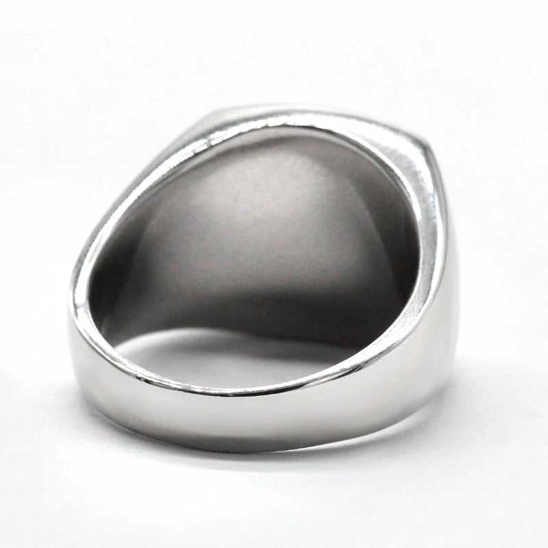 Ring Men's New Smooth Sterling Sier Natural White Turquoise Square Boulder Ring Simple Classic Seal Jewelry Women Gift smile