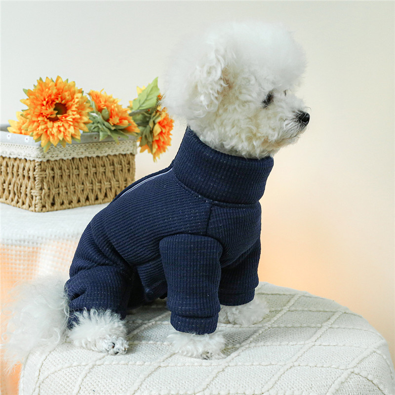 Solid Dog Jumpsuit Coat Winter Thickened Wrapped Belly Pet Dog Clothes For Clothing Puppy Overalls Jacket For Small Dogs York XS