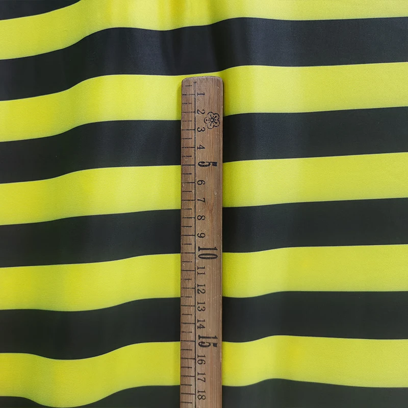 Side Milk 4 Beautful Silk Stretch Knitted Cotton/Spandex Fabric Yellow/black Stripes Print Cloth Sewing DIY Dance Clothing/Dress smile