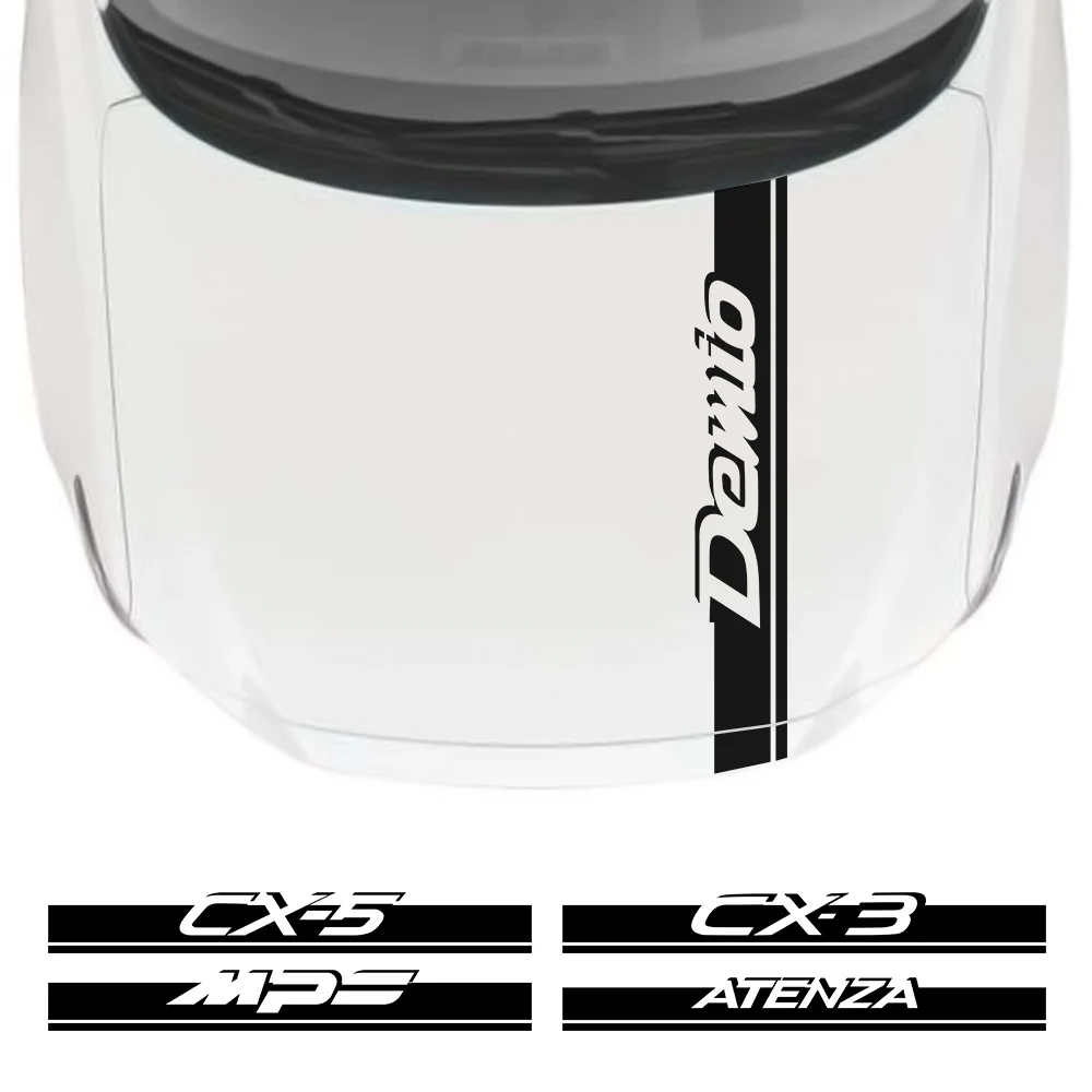 Car Hood Cover Stripes Stickers For Mazda Demio CX-5 CX-3 3 6 Axela Atenza MS MPS Auto Engine Bonnet Trim Decals Car Accessories