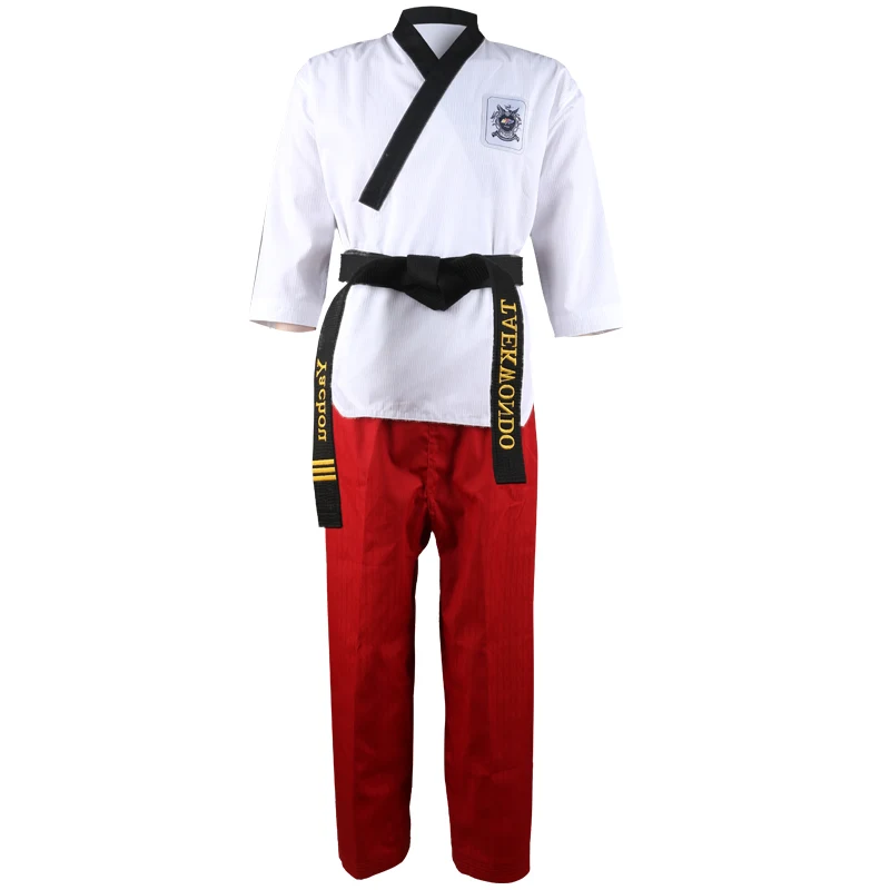 High quality black taekwondo uniform training taekwondo suits embroidery uniforms size 160-190cm smile