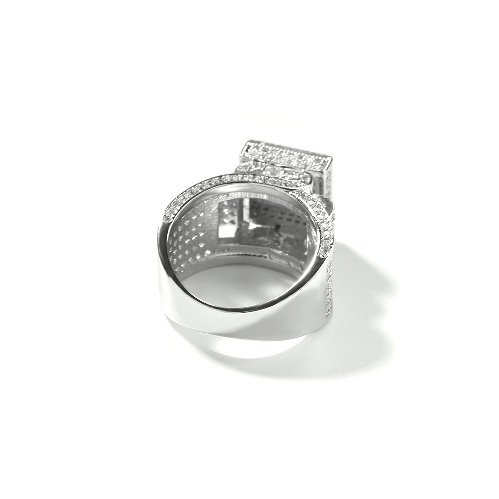 Hip Hop Cool Men Classic Square Casting Rings 5A Zircon 18K Real Gold Plated Jewelry Gifts