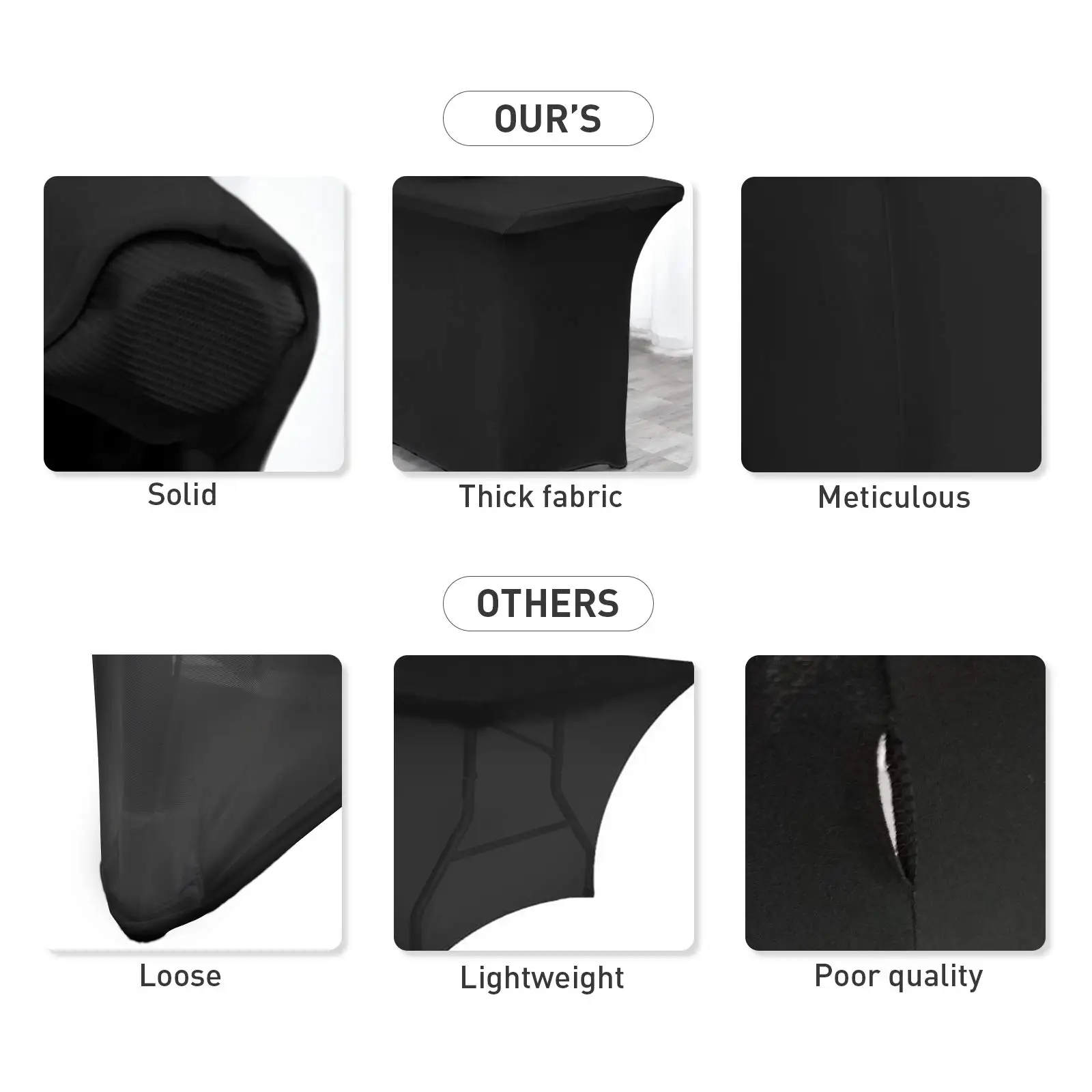 Spandex Table Cover,Fitted Rectangular,Stretchable Fabric,Lycra,Wrinkle-Free Tablecloth for Party,DJ,Tradeshows,Banquet,Cocktail