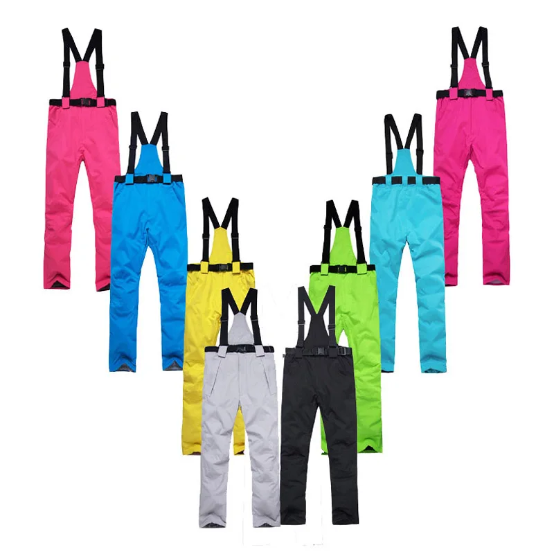 Warm Women Thick New ddmysmile Men Ski Pants Winter Outdoor Sports Suspender Pant Snowboard Trousers Waterproof Windproof Skiing Clothes Smile