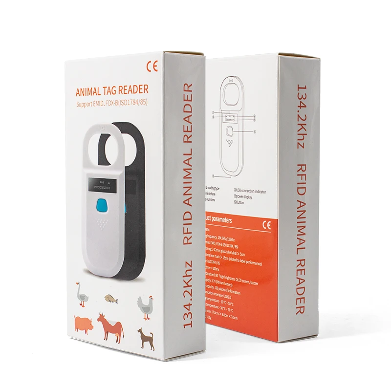 RFID Pet Smart Chip Reader 134.2Khz Animal Tag Glass Tube ISO11784/5 Scanner FDX-A/B Cat Dog Rabbit Handheld USB Programme