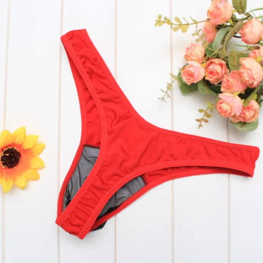 Thongs Mesh Men Sexy Black Red G-strings Sexy Men's Underwear Mesh Transparent Breathable Briefs T Back Thong Tanga Panties smile 's