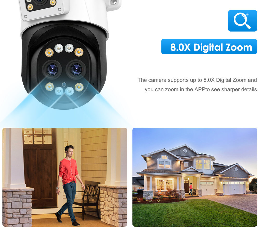 Outdoor 6K 12MP Wifi IP Camera with 10X Optical Zoom Three Len Lens Dual Screen Surveillance 4K 8MP Video CCTV Security Camera
