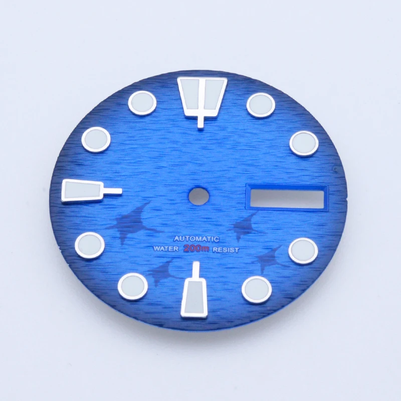 Seiko Blue Dial C3 Green Luminous 28.5mm Watch Dial for NH35 NH36 Movement Fits SKX007 6105 SRPD Tuna Monster Turtle Watch Case