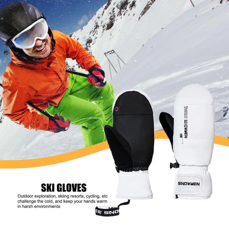 Touchscreen Warm Snowboard Gloves Cold Weather Gloves Concealed Five-Finger Design Snowboard Gloves For Men And Women smile