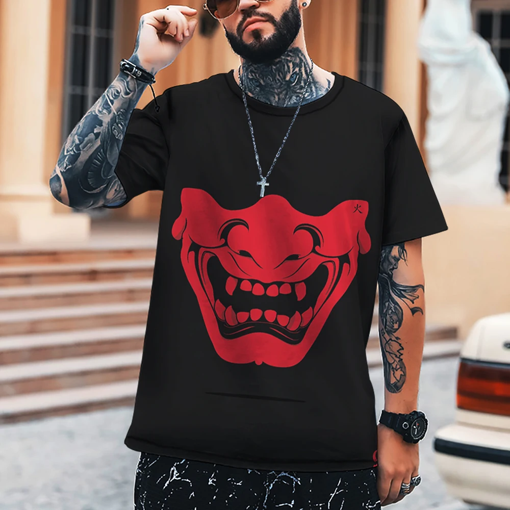 Oni T-Shirt 3D Men Samurai ddmysmile Mask Style Design T Shirt Ghost Face Summer Handsome Comfortable Breathable 2023 New Top Smile