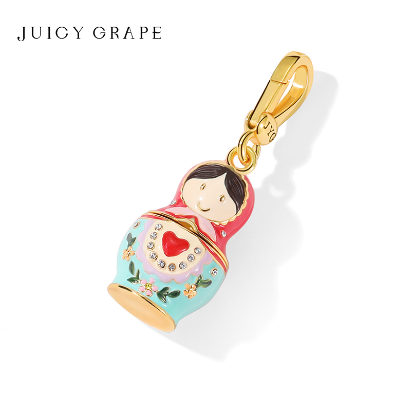 Juicy Grape Russian Nesting Doll Necklace Pendant Keychain Sweater Chain 2024 New Year Christmas Ornaments Santa Claus Xmas Kids