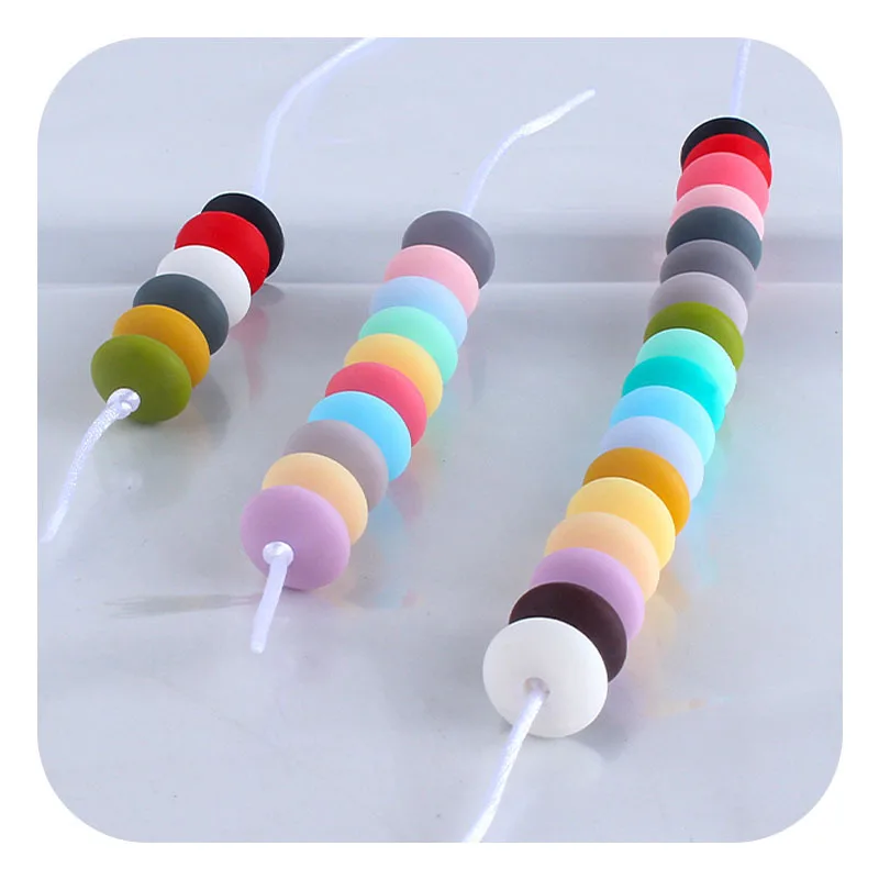 Abacus Spacer Silicone 20Pcs Beads Creative DIY Soothing Baby Chew Kid's Toy Safe Food Grade Teether Pacifier Chain Accessories smile