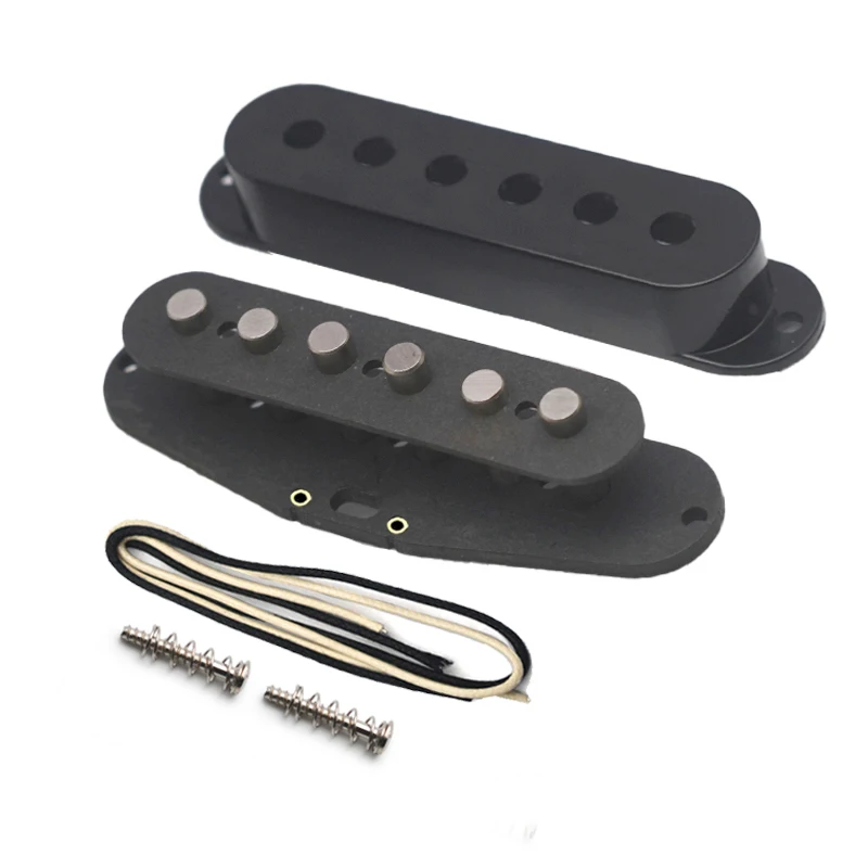 Electric Pickup DIY Kits- ST Staged Top Single Coil Alnico V Pickup Black Fiber Bobbin/Alnico V Pole Piece/Cable Pickup Kits
